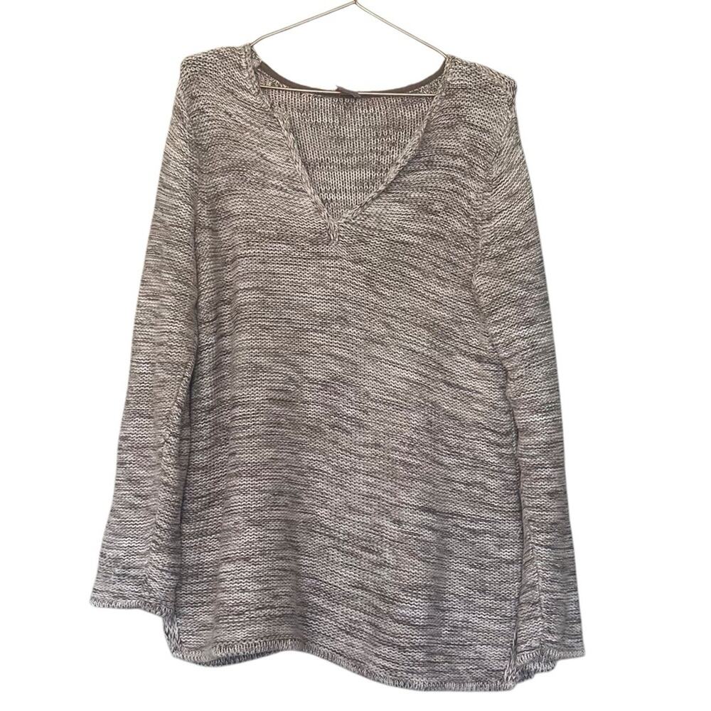 J.Jill V-Neck Marled Cotton Chunky Knit Sweater small